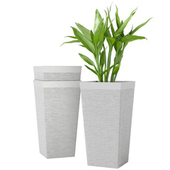 Tall Outdoor Planters Set of 3 with Wheels & Drainage