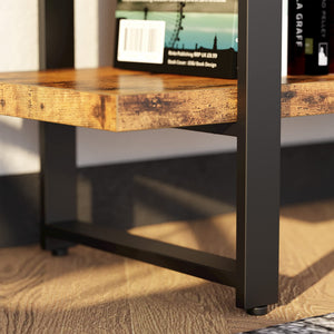 Industrial Double Wide 5-Tier Bookshelf – Wood & Metal