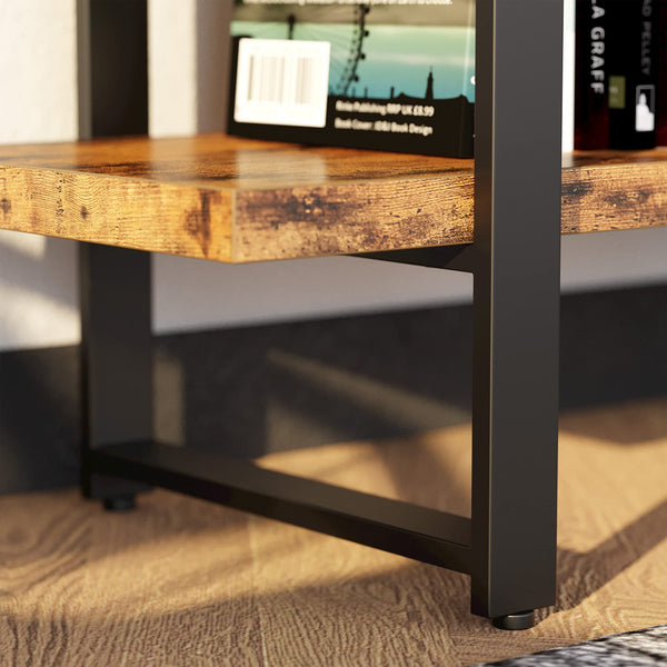 Industrial Double Wide 5-Tier Bookshelf – Wood & Metal