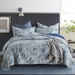 Paisley Cotton Quilt Set – 3-Piece Reversible Bedspread