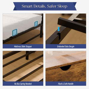 Twin Corner Bed Frame with Storage & LED Lights