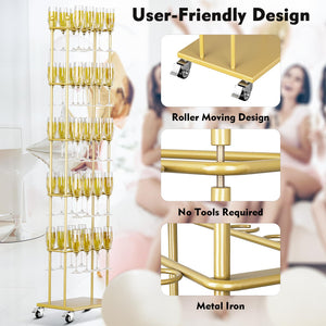 5-Tier Metal Champagne Wall Stand – 40-Glass Stemware Display Rack