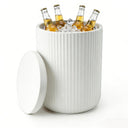 Outdoor Cooler Side Table with Lid — Double-Walled Ice Bucket, All-Weather Patio