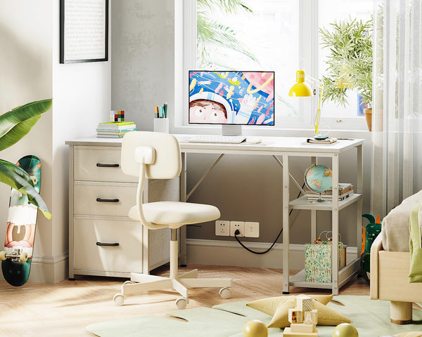 51-Inch Computer Desk with Drawers & Power Outlets