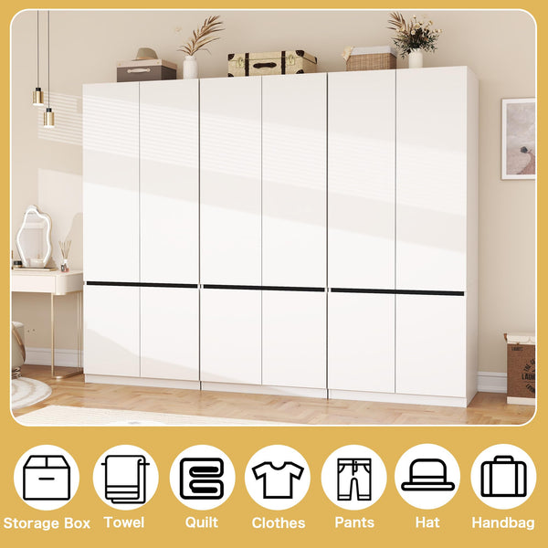 White Wardrobe Closet with Doors & Hanging Rod