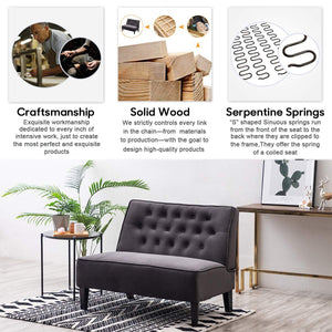 Button Tufted Loveseat Settee Bench – Velvet Upholstered 2-Seat Sofa