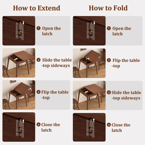 Expandable Solid Wood Dining Table for 2–6