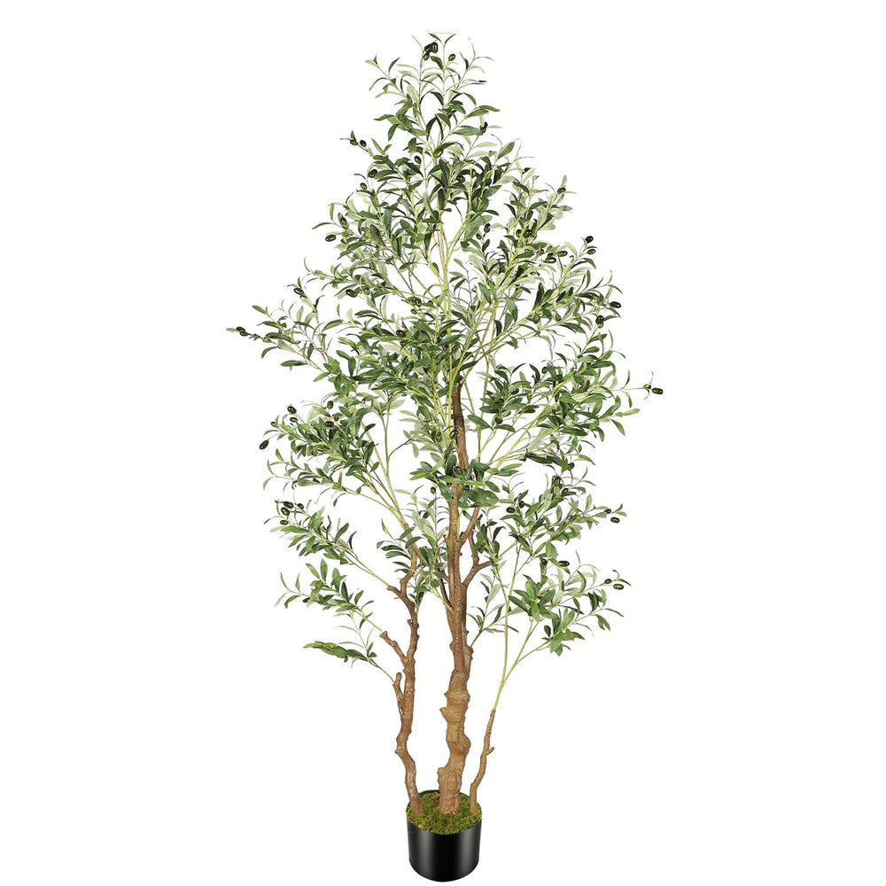 Artificial Olive Tree Indoor Outdoor - Faux Olive Plant with Realistic Leaves, Fruits & Moss Pot
