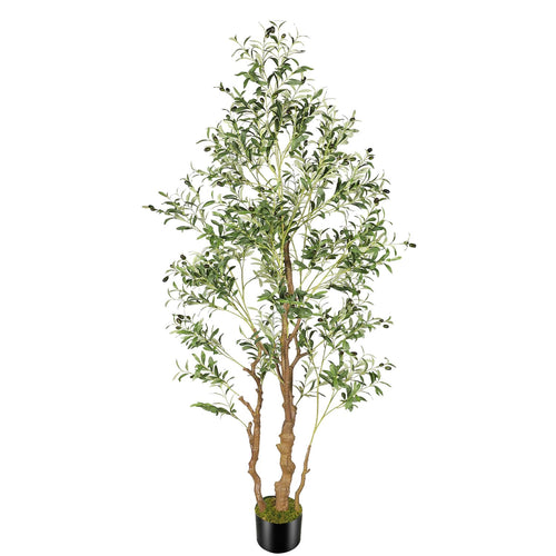 Artificial Olive Tree Indoor Outdoor - Faux Olive Plant with Realistic Leaves, Fruits & Moss Pot