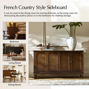 58" Farmhouse Buffet Cabinet Sideboard with 4 Doors and Adjustable Shelves