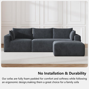 108" Modular L-Shaped Cloud Sectional Sofa