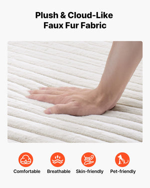 Oversized Faux Fur Chaise Lounge Chair with Pillows & Armrests