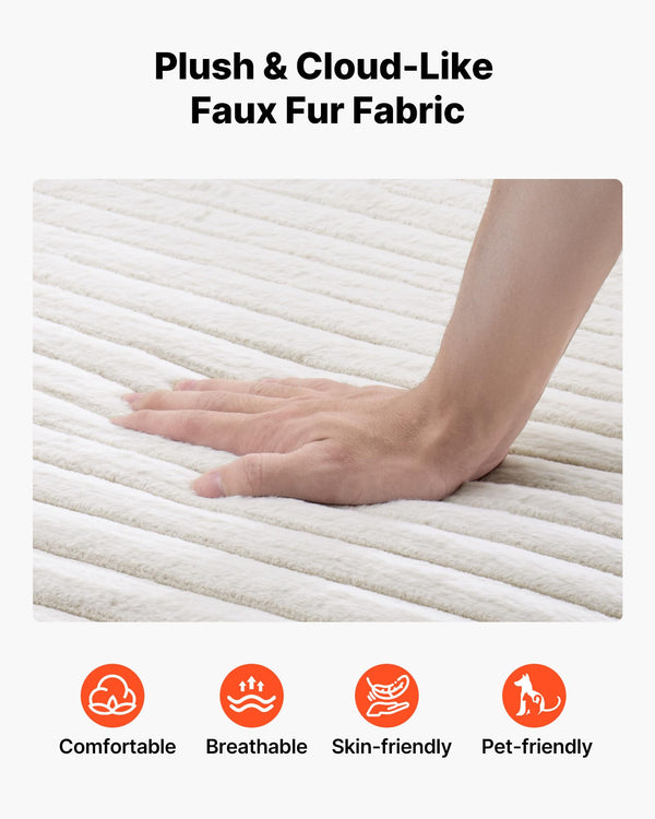 Oversized Faux Fur Chaise Lounge Chair with Pillows & Armrests