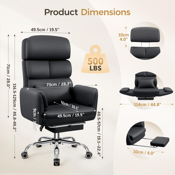 Big and Tall Ergonomic Reclining Office Chair 500LBS