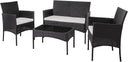4-Piece Outdoor Wicker Patio Conversation Set with Loveseat & Coffee Table
