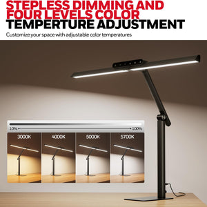 LED Desk Lamp with Dual-Head & Adjustable Arm
