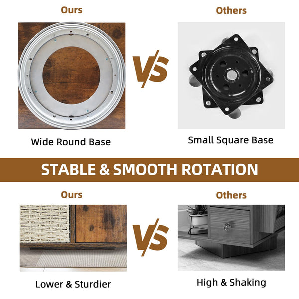 Rotating End Table with Storage & Swivel Base