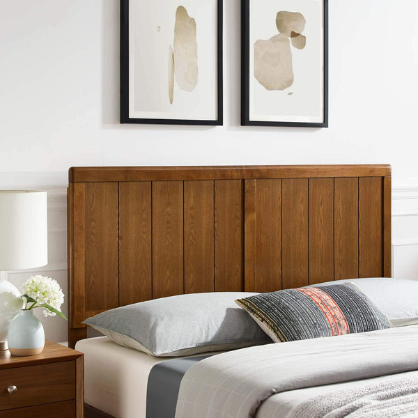 Full Size Wood Headboard – Walnut Mid-Century Modern
