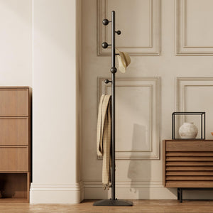 Metal Freestanding Coat Rack with 7 Hooks and Heavy Base