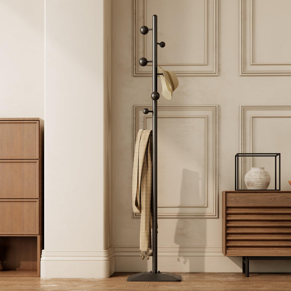 Metal Freestanding Coat Rack with 7 Hooks and Heavy Base
