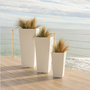Trapezoidal Tall Outdoor Indoor Planter Pot – UV Resistant Polyethylene – 15.75 x 15.75 x 35.43 in