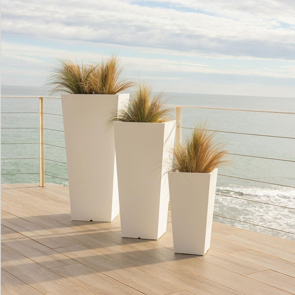 Trapezoidal Tall Outdoor Indoor Planter Pot – UV Resistant Polyethylene – 15.75 x 15.75 x 35.43 in
