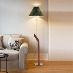 Mid-Century Modern Adjustable Floor Lamp with Pleated Shade