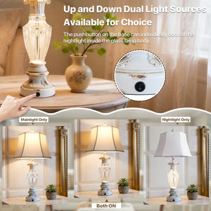 Table Lamp Set of 2 with USB Ports & 3-Color Temperatures
