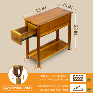 Narrow End Table with Drawer and Shelf
