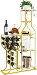 5-Tier Freestanding Wine Rack with Glass Holder
