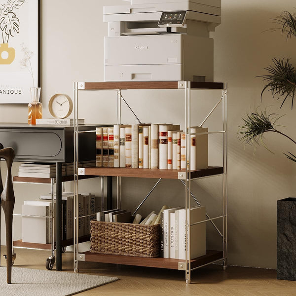 3-Tier Industrial Bookshelf with Adjustable Shelves
