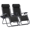 Oversized Zero Gravity Lounge Chairs Set of 2 with Pillows & Cup Holder Trays