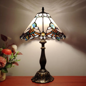 Tiffany Style Stained Glass Table Lamp | Baroque 3-Way Desk Light