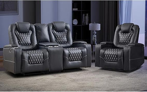 Power Reclining Sofa Set with Cup Holders & USB Ports