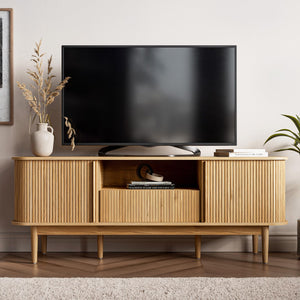 63" Fluted TV Stand with Sliding Doors