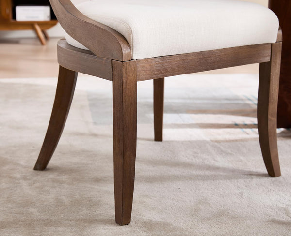 Farmhouse Dining Chairs with Curved Open Back & Padded Seat