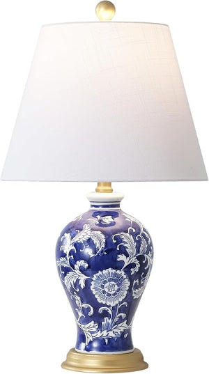 24" French Country Ceramic Floral Urn Table Lamp