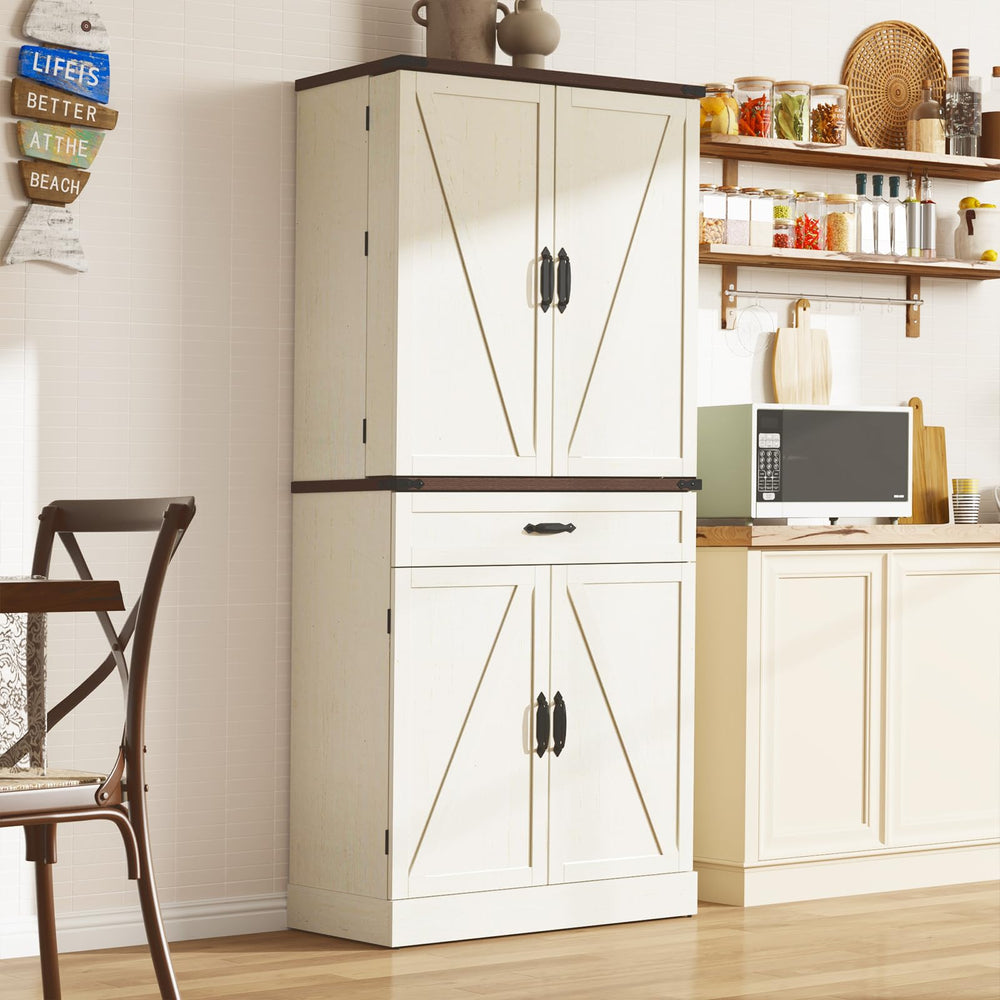 71" Tall Farmhouse Kitchen Pantry Cabinet