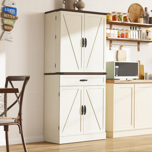 71" Tall Farmhouse Kitchen Pantry Cabinet