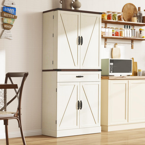 71" Tall Farmhouse Kitchen Pantry Cabinet