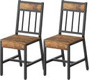 Industrial Dining Chairs Set with Metal Frame & Slanted Back
