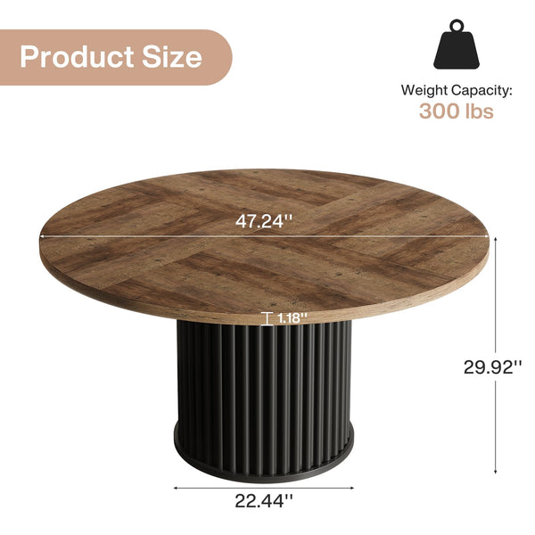 Round Dining Table 47-Inch MDF Metal Base Seats 4-6