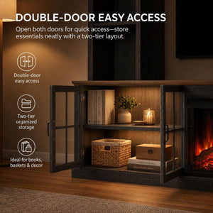 98" Farmhouse TV Stand with Fireplace & Barn Doors