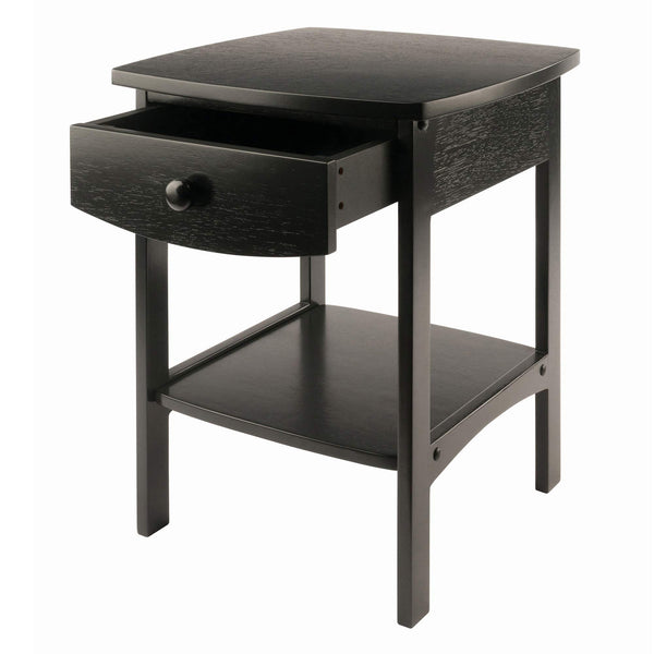 Square Wood End Table with Drawer and Shelf