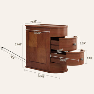 Narrow End Table with Charging Station & 2 Drawers, Fully Assembled