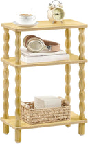 3-Tier Narrow End Table with Solid Wood Legs