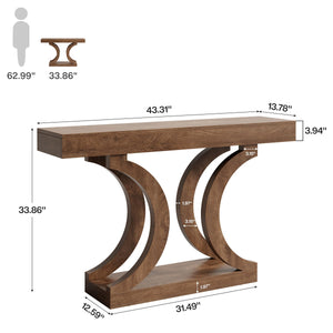 43-Inch Narrow Console Table with Curved Legs
