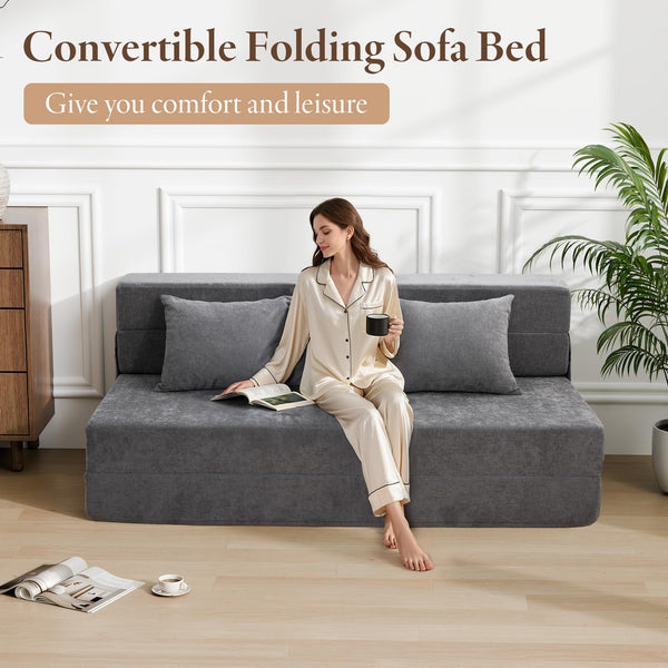 Folding Sofa Bed with Memory Foam – Convertible Sleeper Chair
