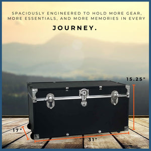 31-Inch Rolling Storage Trunk with Wheels and Lock – Black