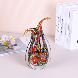 Hand Blown Glass Vase – Murano Style Ellipse Flower Vase